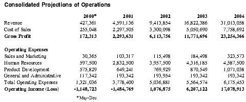 Consolidated Projections of Operations