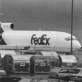 The original Federal Express started with only nine planes. FedEx now has over 640 planes and 68,000 ground service vehicles. Reproduced by permission of AP/Wide World Photos.
